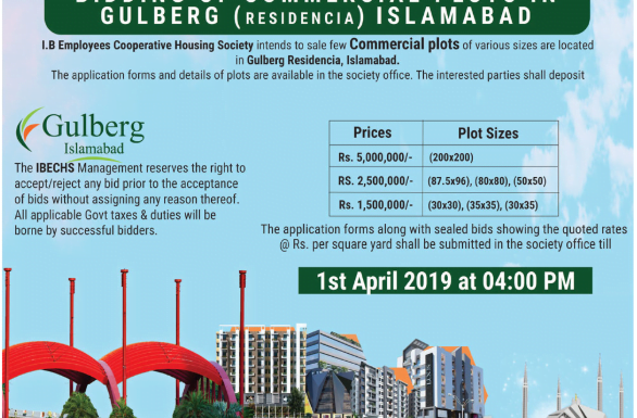 gulberg Islamabad commercial on booking