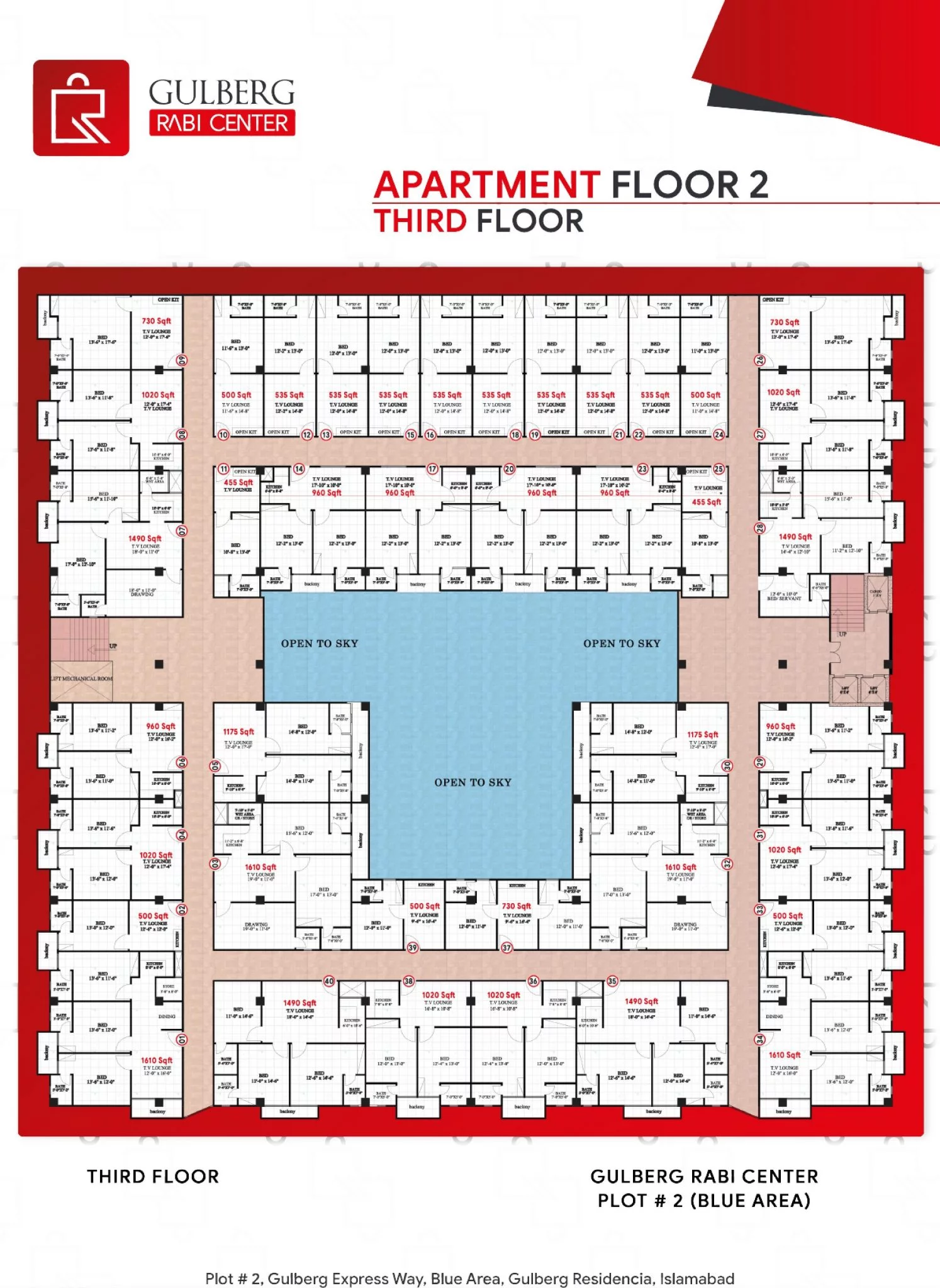 gulberg rabi center Islamabad 3rd Floor Plan