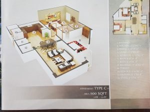 Gulberg Dream Heights 1100 Sq.ft Floor Plan
