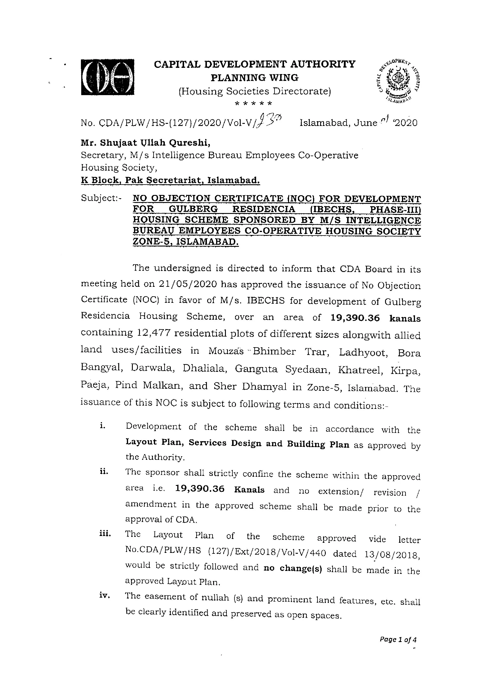 IBECHS Islamabad Noc