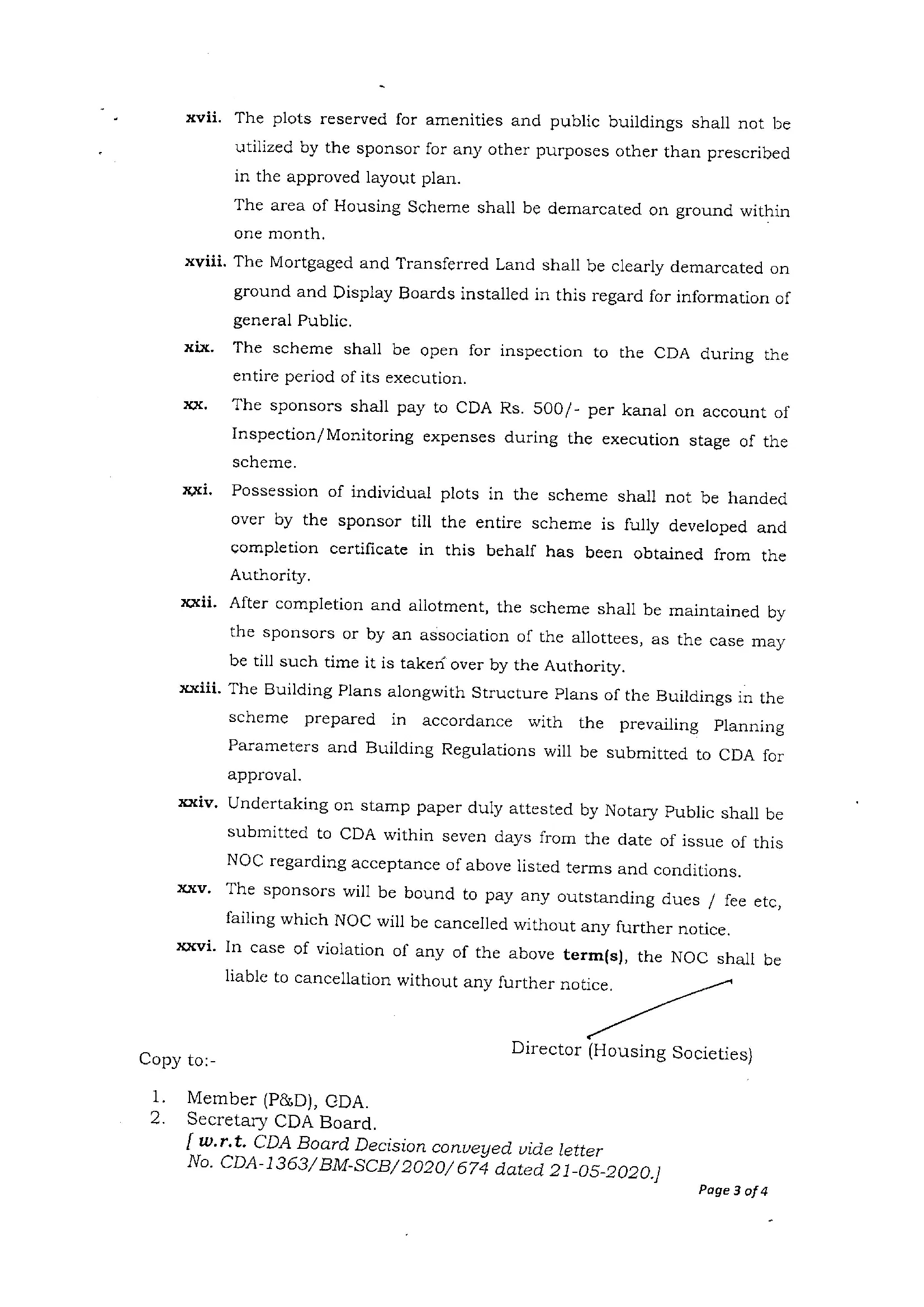 Gulberg Residencia (IBECHS) CDA NOC