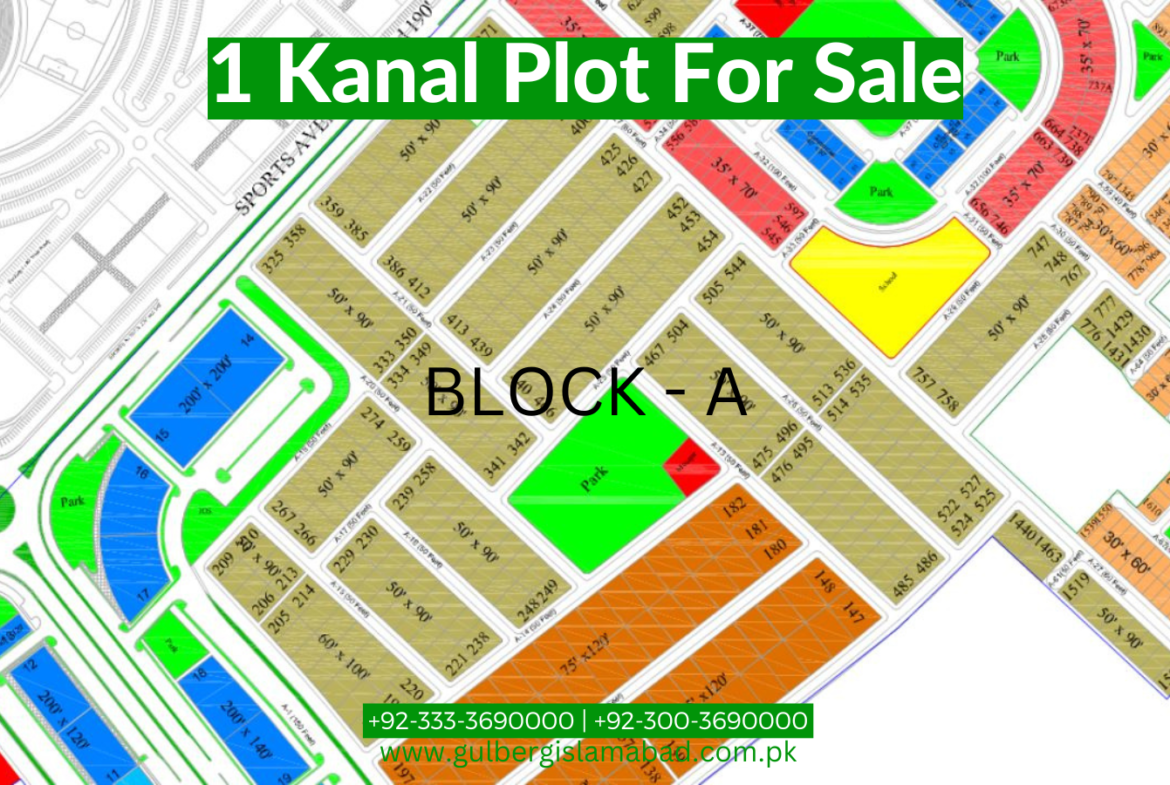 1 Kanal Developed Plot for Sale in Block A, Gulberg Residencia, Islamabad