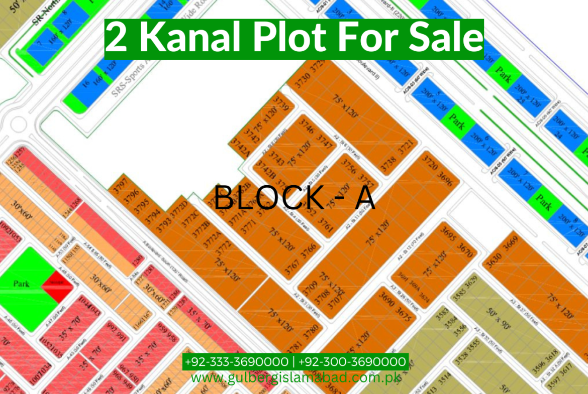 2 Kanal Non-Developed Plot for Sale in Block A, Gulberg Residencia, Islamabad