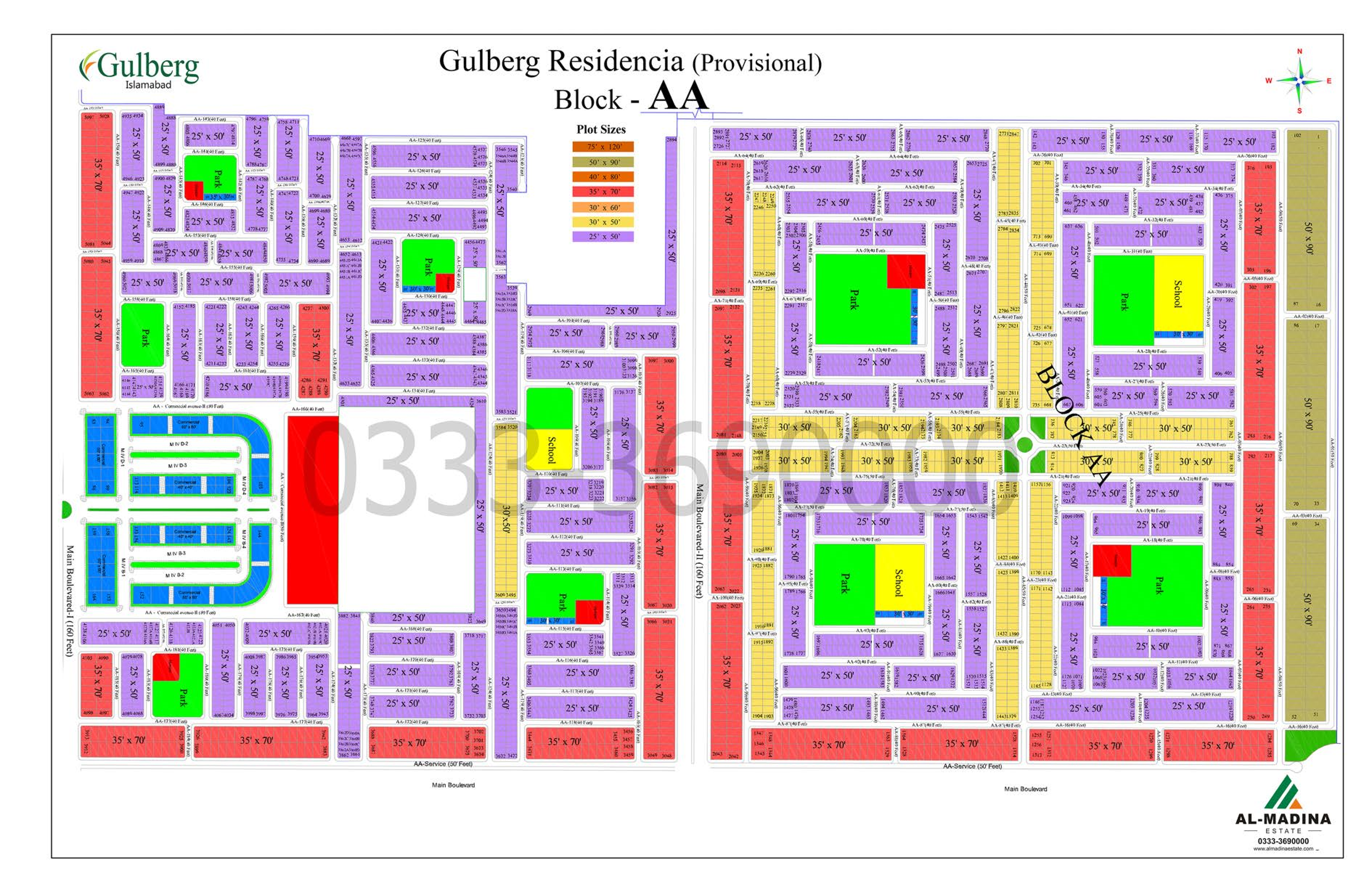 Block AA-1 Gulberg Residencia Map