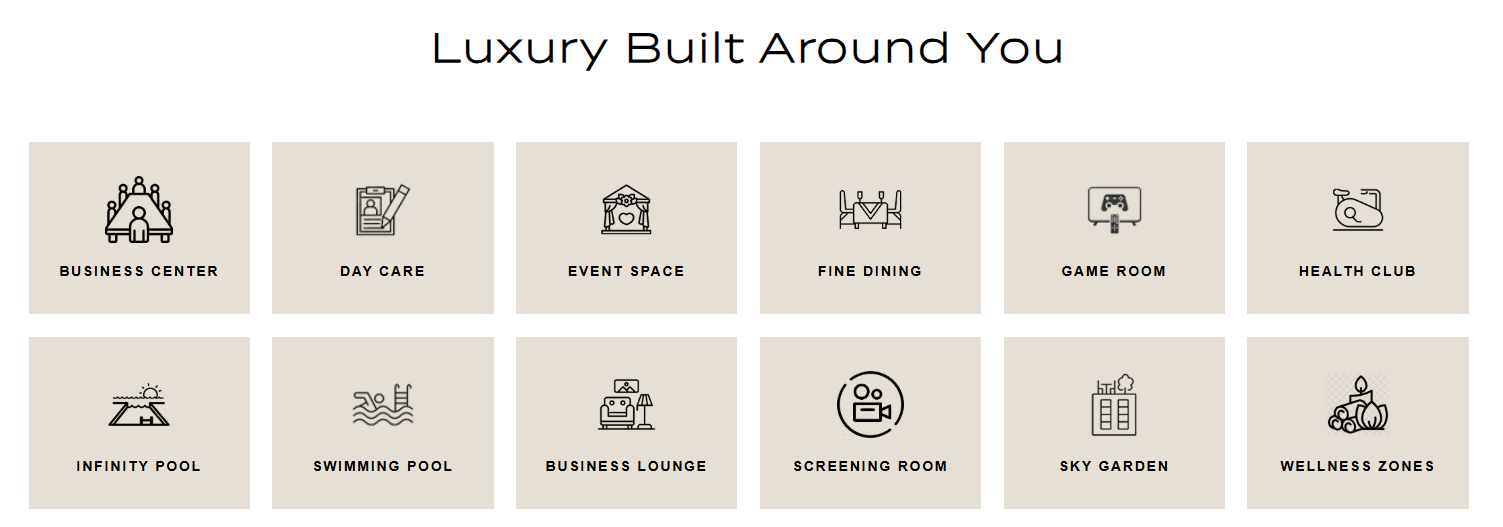 Luxury Amenities Inside the green world Towers