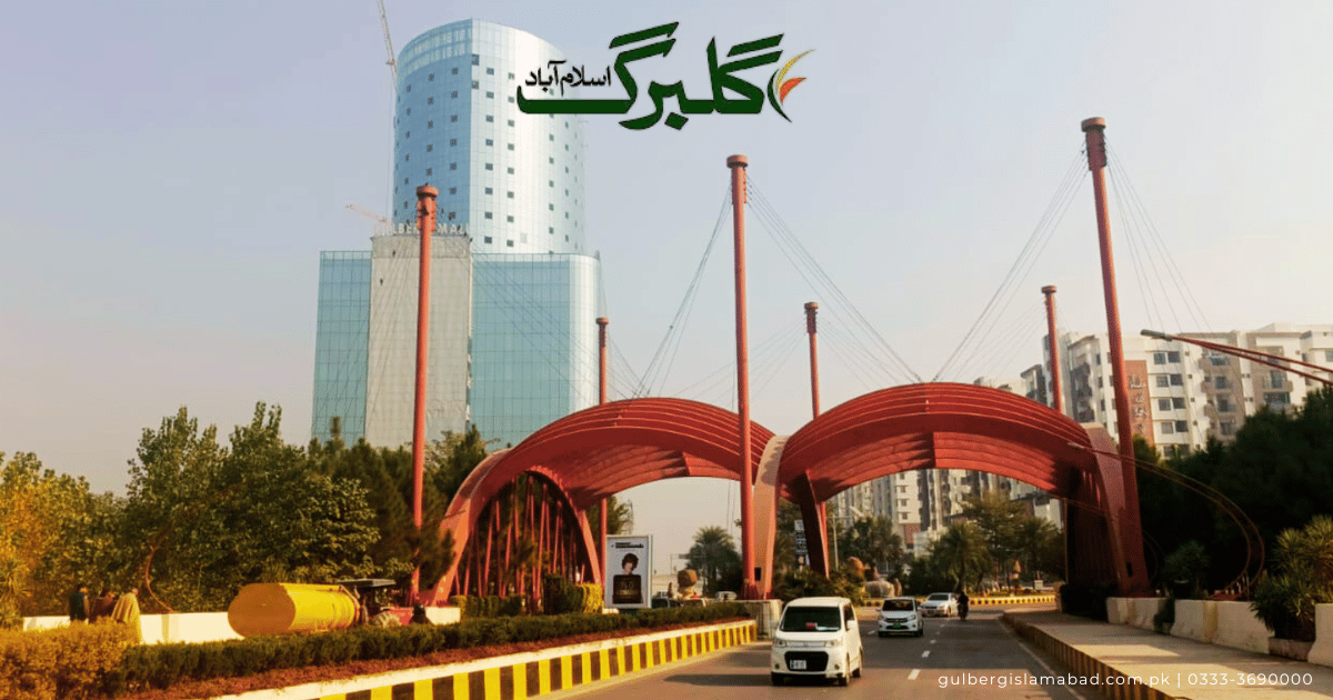Gulberg Islamabad featuring Gulberg Residencia and Gulberg Greens housing societies on Islamabad Expressway